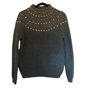 Cliche’ studded sweater, grey with silver studs, size L